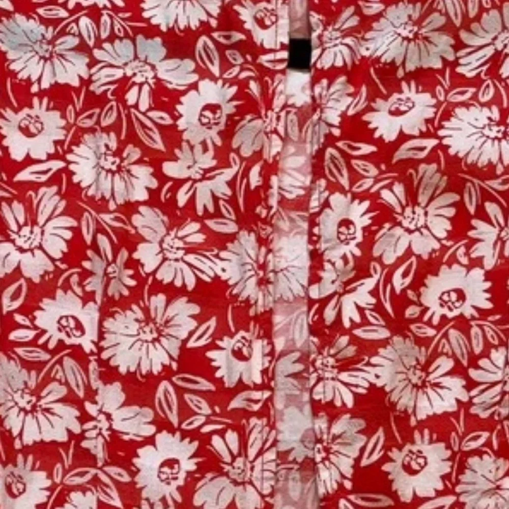 Topshop Red Floral Mini Dress Ruffle Vintage-Style Side Cut Out‎s Fairy Size 2 - Picture 12 of 13